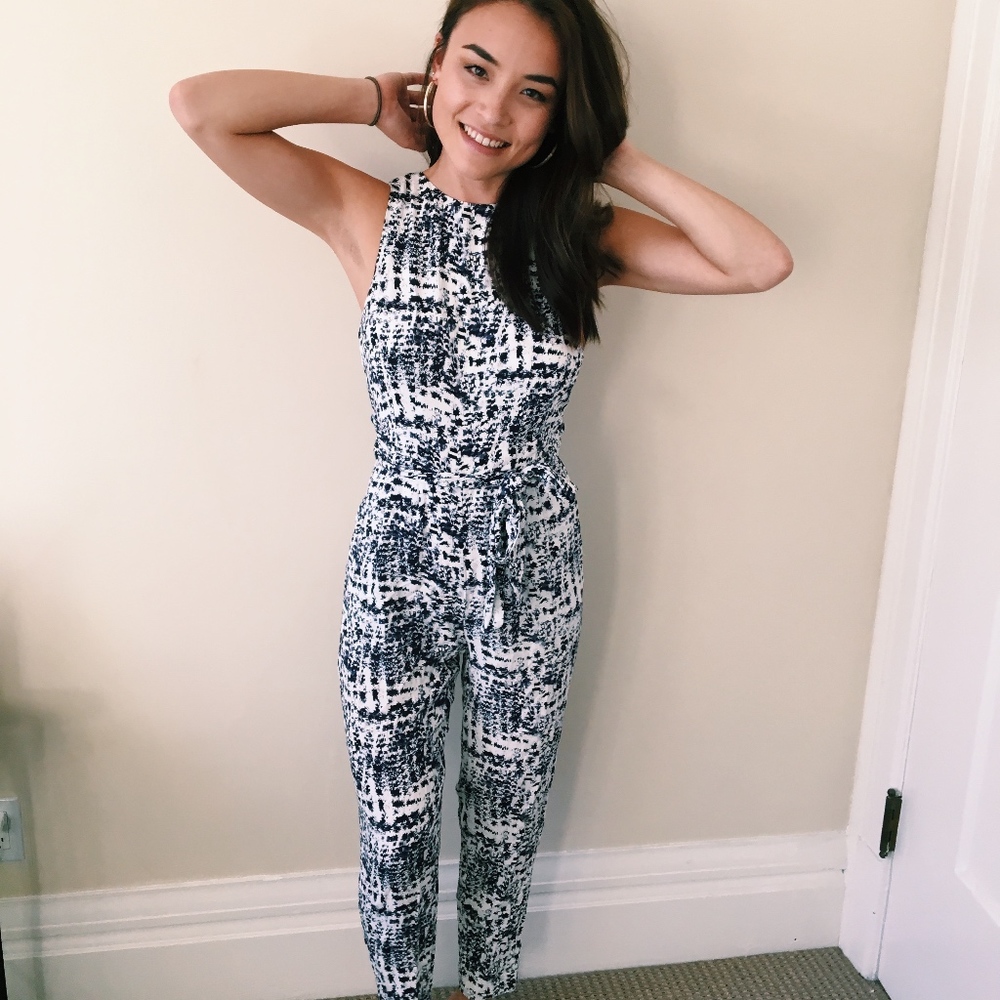 Blue and White Patterned JumpSuit